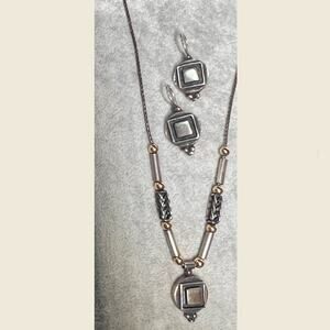 Sterling Silver Geometric Necklace Earrings Set